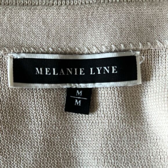 Melanie Lyne Cream Sleeveless Open Face Knit Cardigan Size M - Picture 10 of 11